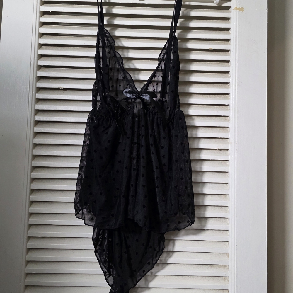 Fashion Nova Black Heart Mesh Top